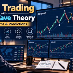 Elliott Wave Trading chart showing forex price waves, technical patterns and market analysis on a trading screen