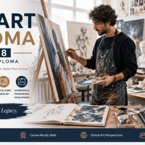 Artist creating contemporary artwork during Fine Art Diploma Level 8 professional training