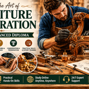 Craftsperson restoring antique furniture during Furniture Restoration Course workshop training