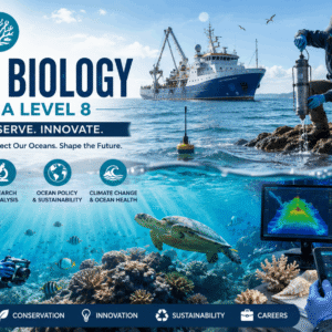 Marine scientist studying coral reefs and ocean ecosystems in Marine Biology Diploma course