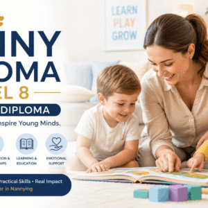Professional nanny caring for children during a Nanny Diploma Level 8 training programme