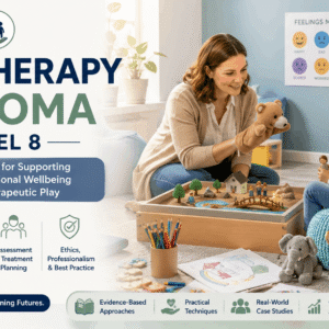 Child therapist using creative therapeutic activities in Play Therapy Diploma training session