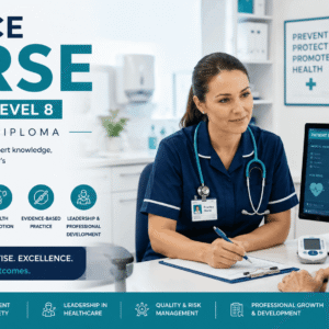 Professional healthcare practitioner during Practice Nurse Diploma Level 8 clinical training