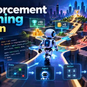Reinforcement Learning Python course featuring AI agents, Q-learning, decision making and practical projects