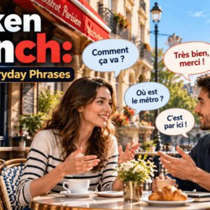 Learners practising Spoken French using essential phrases for greetings, travel and everyday conversations.