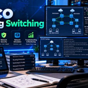 Cisco routing switching course showing routers, switches, network topology and configuration labs