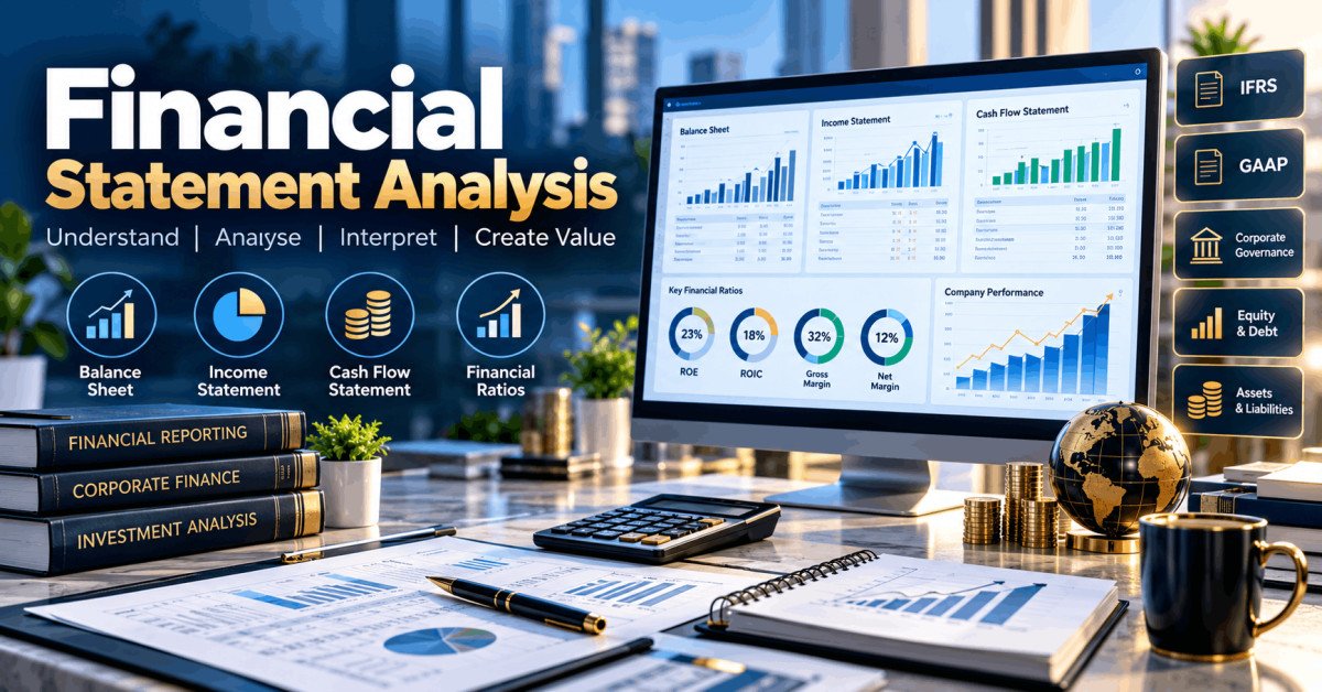 Financial statement analysis course covering balance sheets, profitability, cash flow, capital, governance, and reporting standards.