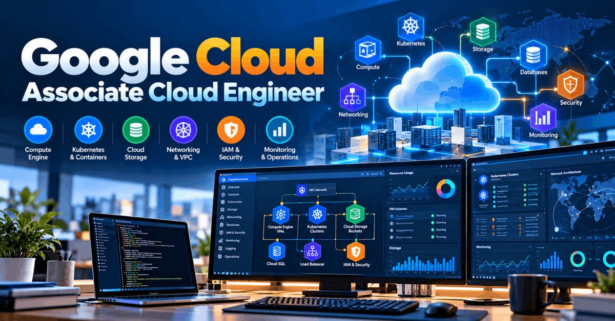 Google Cloud Associate Cloud Engineer training with GCP compute, IAM, networking, storage, Kubernetes, and exam preparation