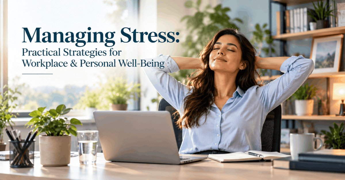 Stress management professional using practical strategies to reduce workplace pressure and improve personal well-being
